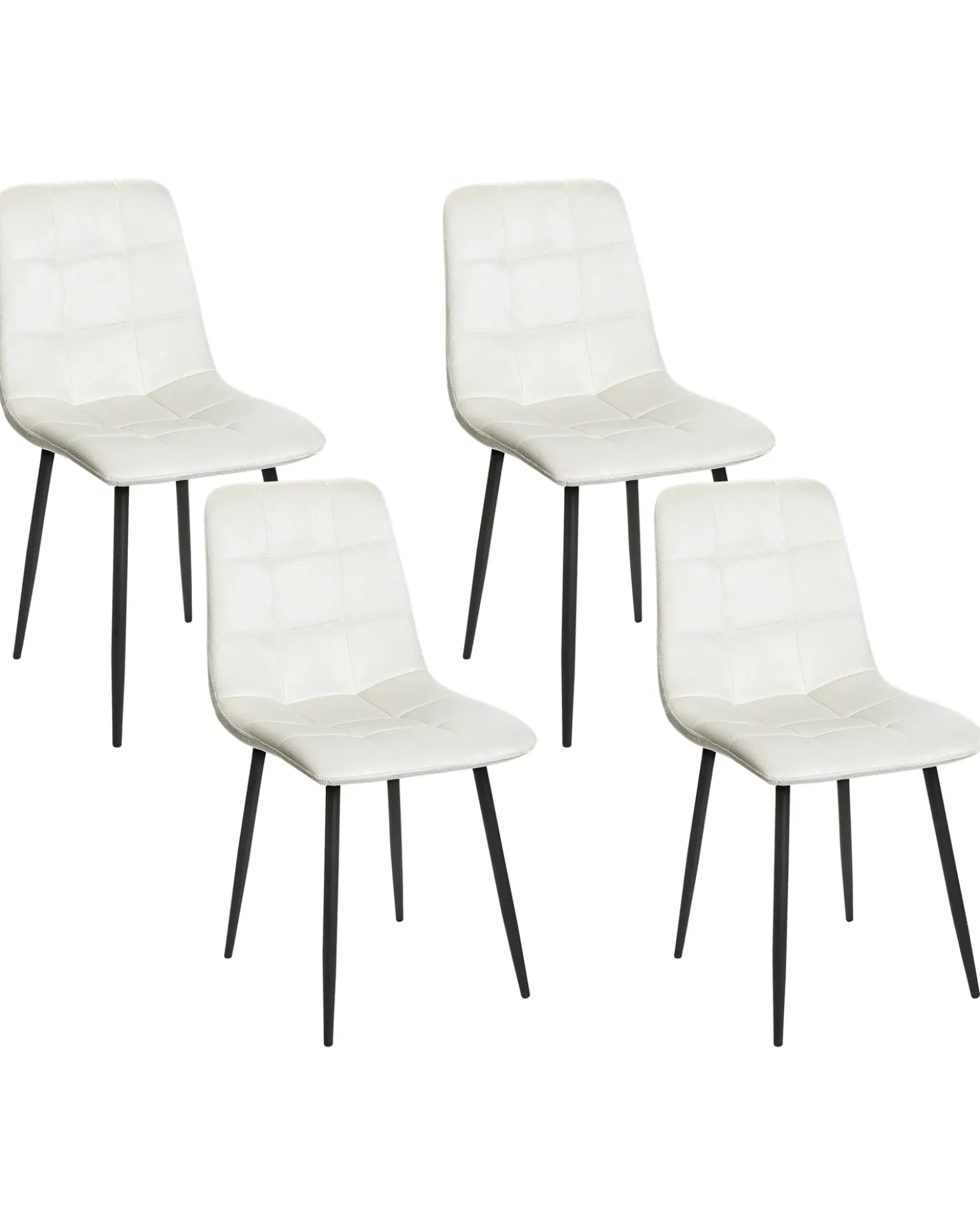 Set di 4 sedie da pranzo POWELL Velluto Bianco sporco