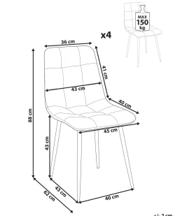 Set di 4 sedie da pranzo POWELL Velluto Bianco sporco