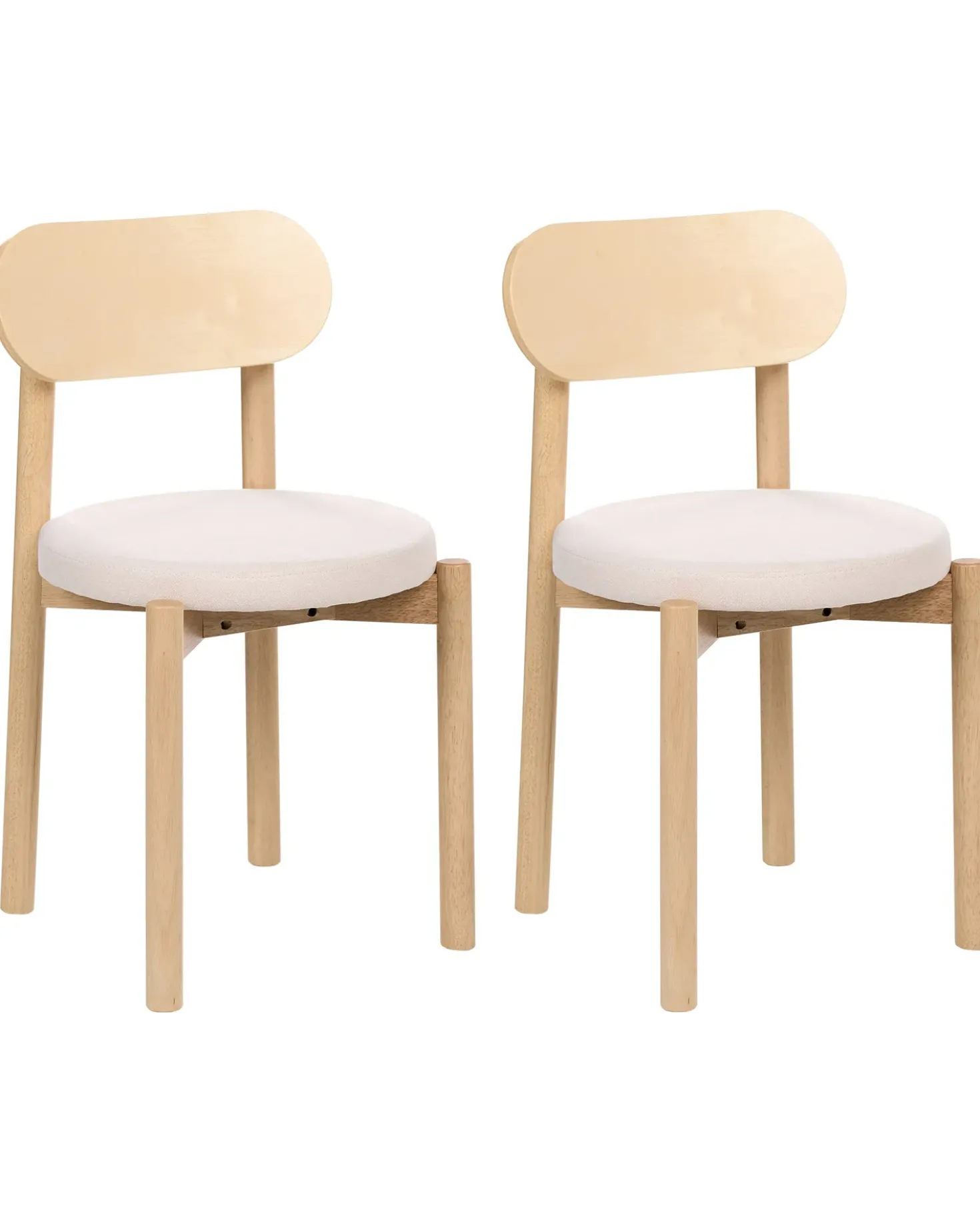 Set di 2 sedie da pranzo PAULINA Legno Marrone chiaro/Beige chiaro
