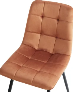 Set di 4 sedie da pranzo POWELL Velluto Arancione