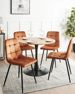 Set di 4 sedie da pranzo POWELL Velluto Arancione