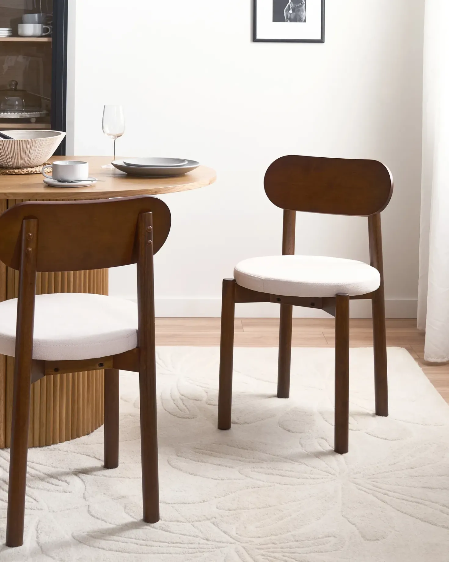 Set di 2 sedie da pranzo PAULINA Legno Marrone/Beige chiaro