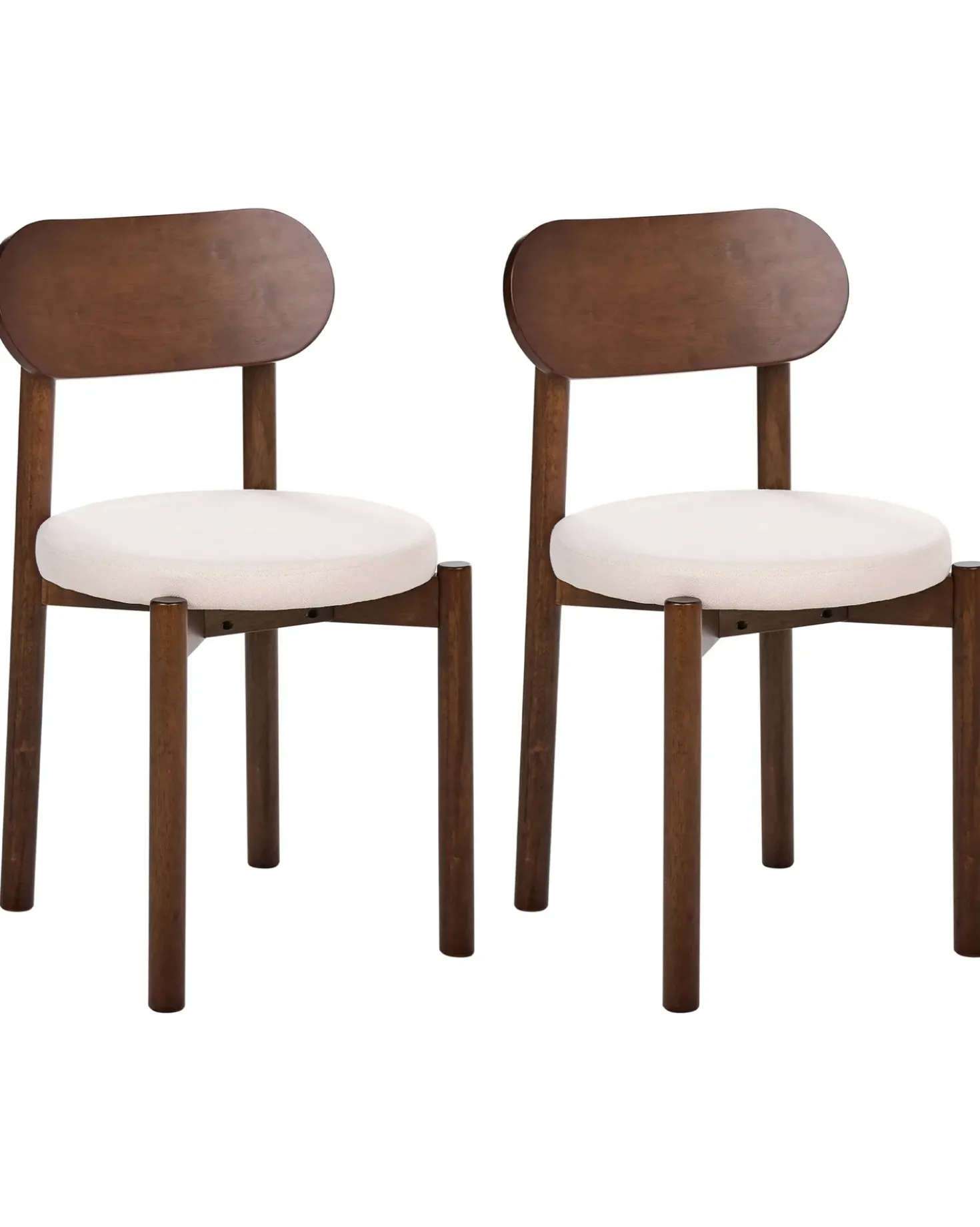 Set di 2 sedie da pranzo PAULINA Legno Marrone/Beige chiaro