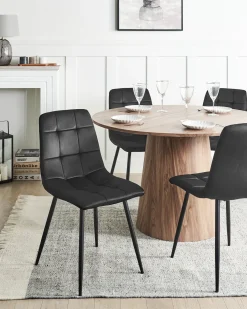 Set di 4 sedie da pranzo POWELL Velluto Nero