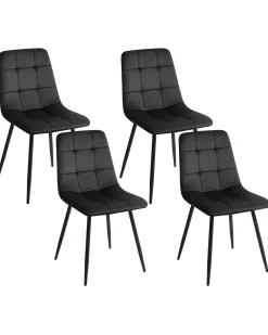 Set di 4 sedie da pranzo POWELL Velluto Nero