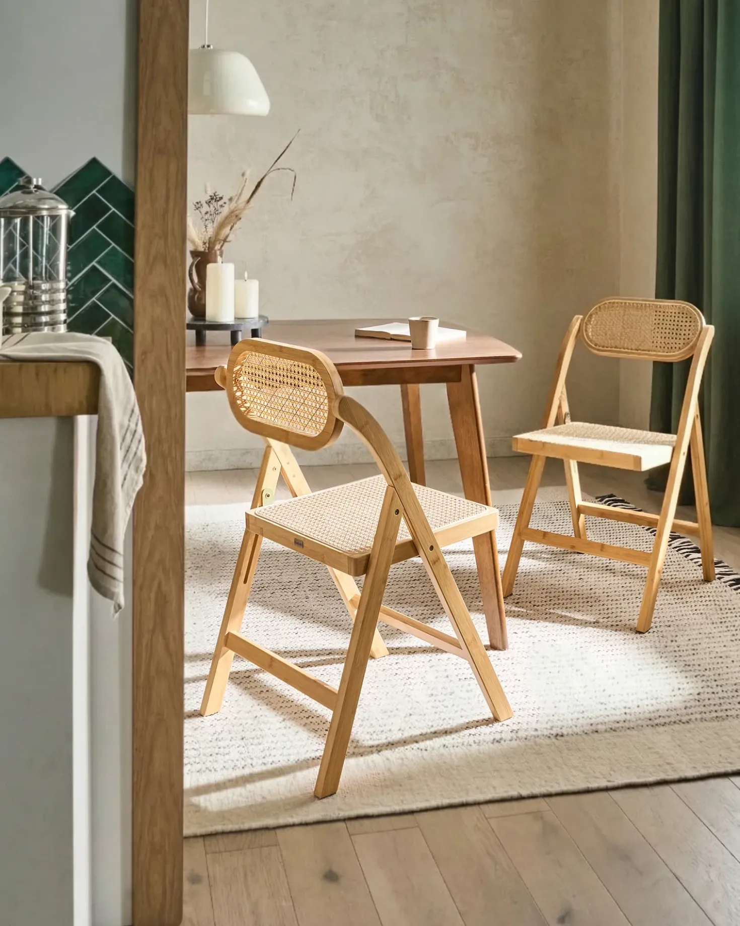 Set di 2 sedie da pranzo Pieghevole ORAISON Bambù Marrone chiaro