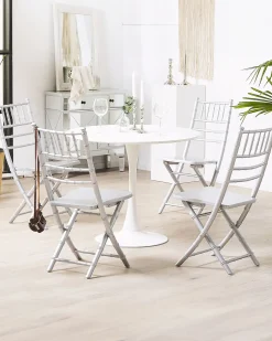 Set di 4 sedie da pranzo Pieghevole MACHIAS Legno di faggio Argento
