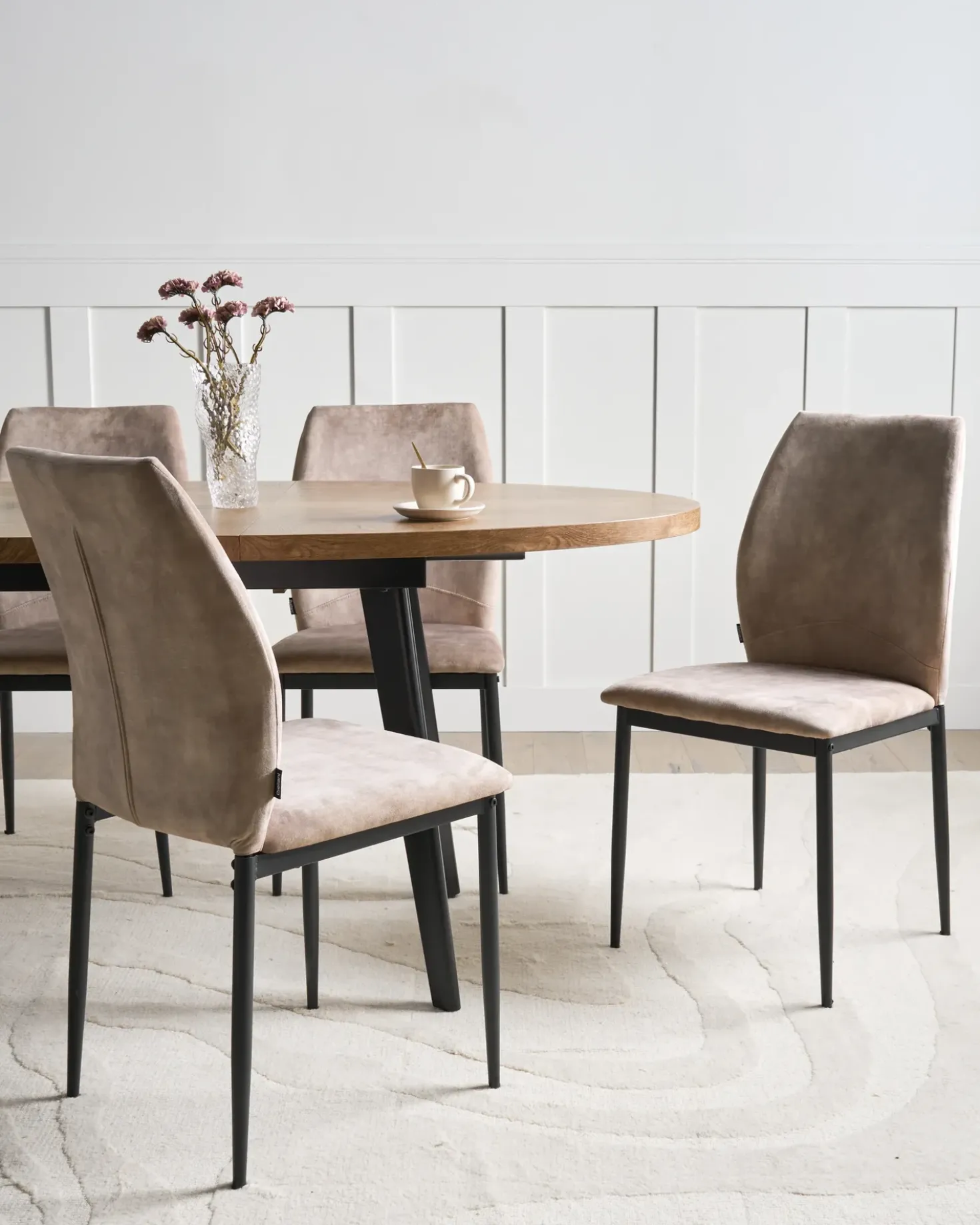 Set di 4 sedie da pranzo ROCHEPORT Tessuto Tortora