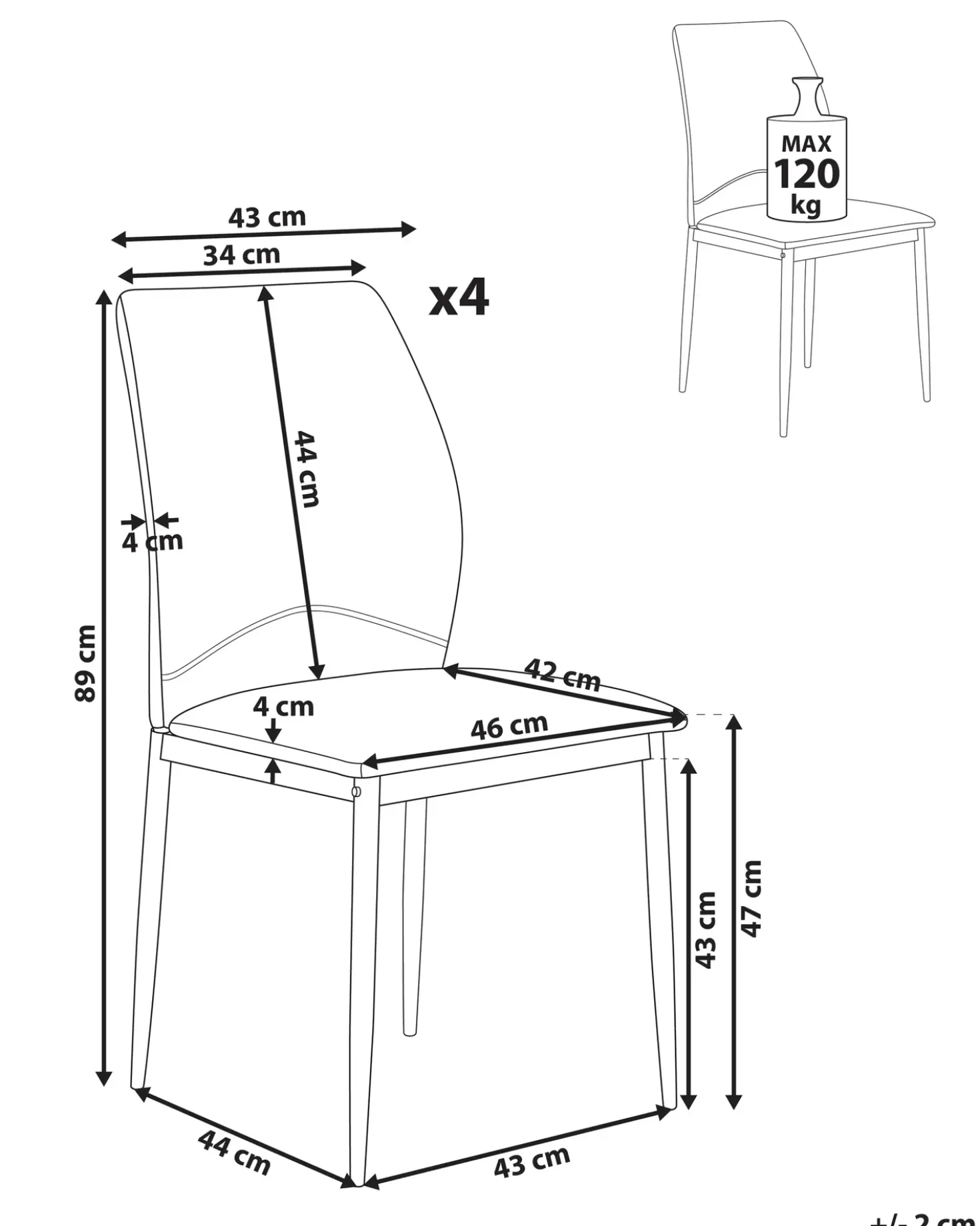 Set di 4 sedie da pranzo ROCHEPORT Tessuto Tortora