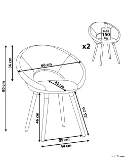 Set di 2 sedie da pranzo ROSLYN Tessuto Grigio chiaro
