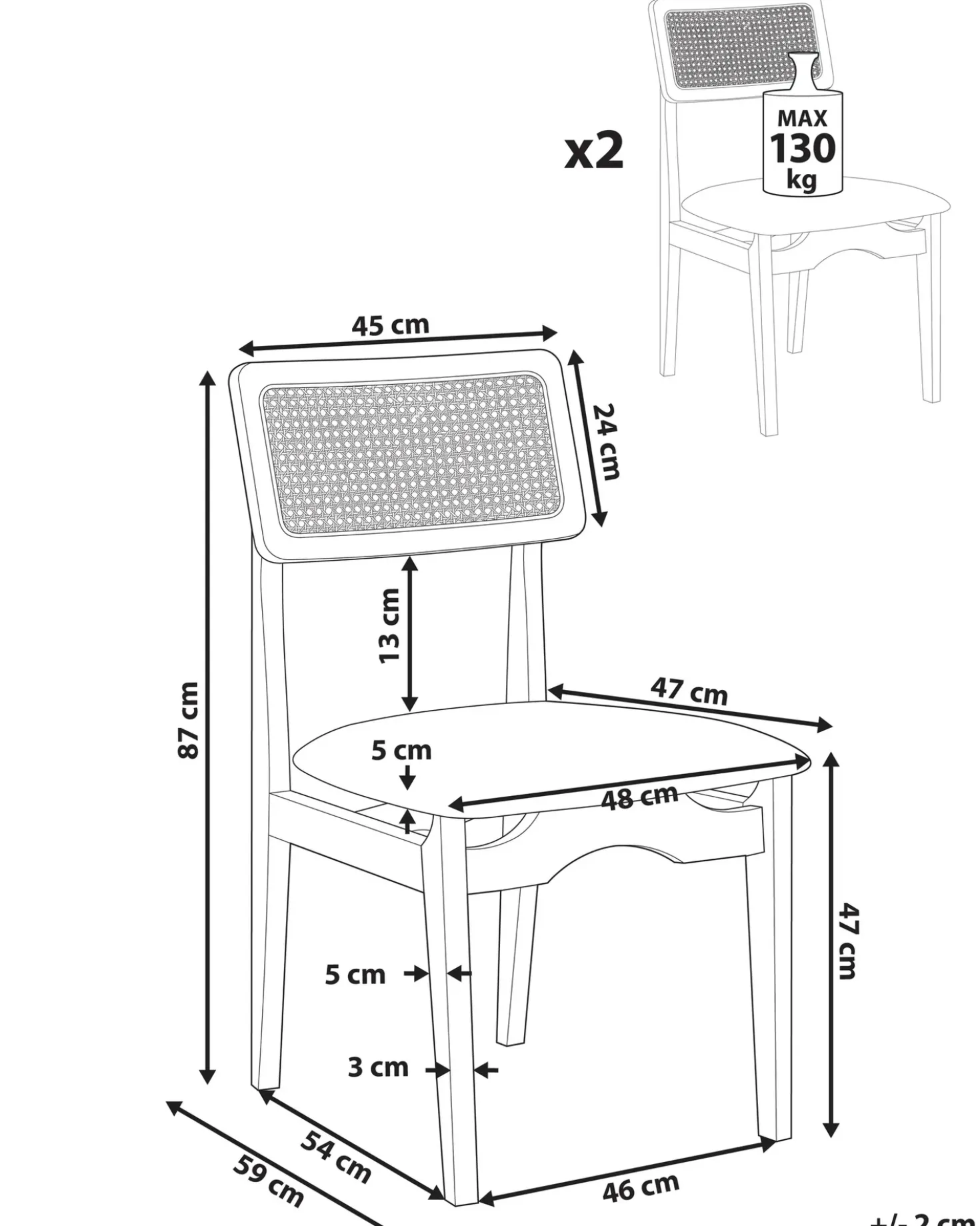 Set di 2 sedie da pranzo RUBONIA Legno Nero