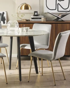 Set di 2 sedie da pranzo RUBIO Velluto Grigio