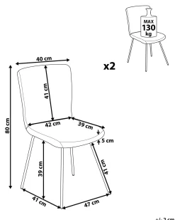 Set di 2 sedie da pranzo RUBIO Velluto Grigio