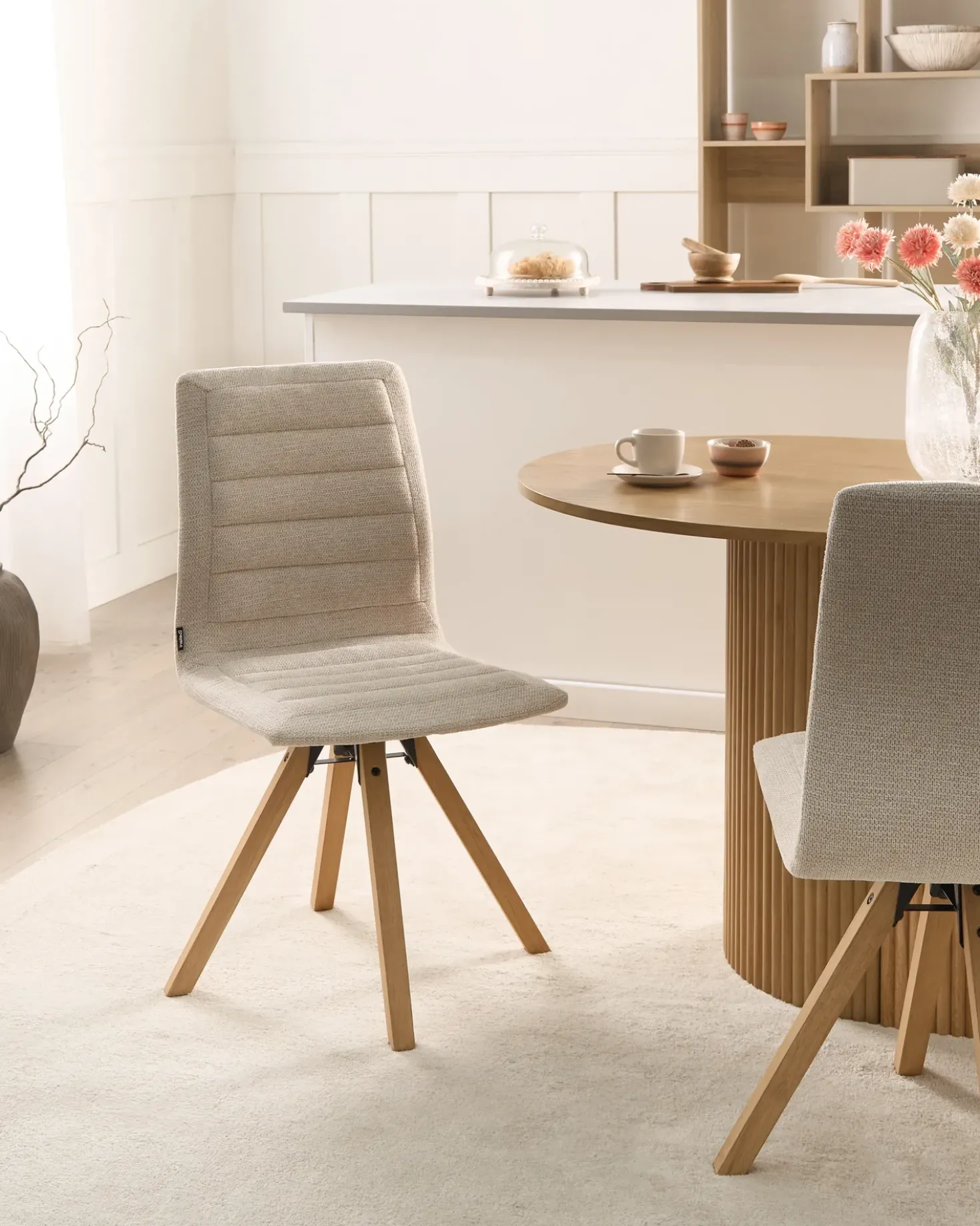 Set di 2 sedie da pranzo ROX Tessuto Beige chiaro