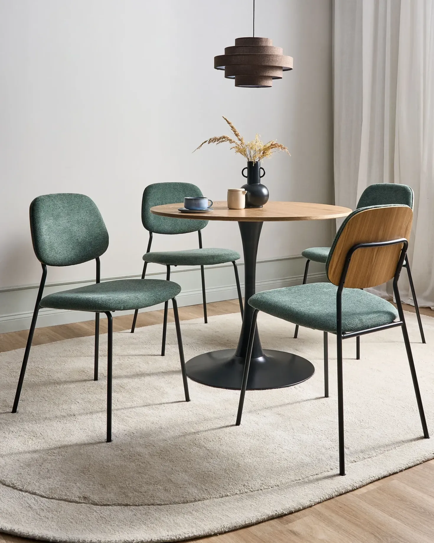 Set di 4 sedie da pranzo RILEY Tessuto Verde