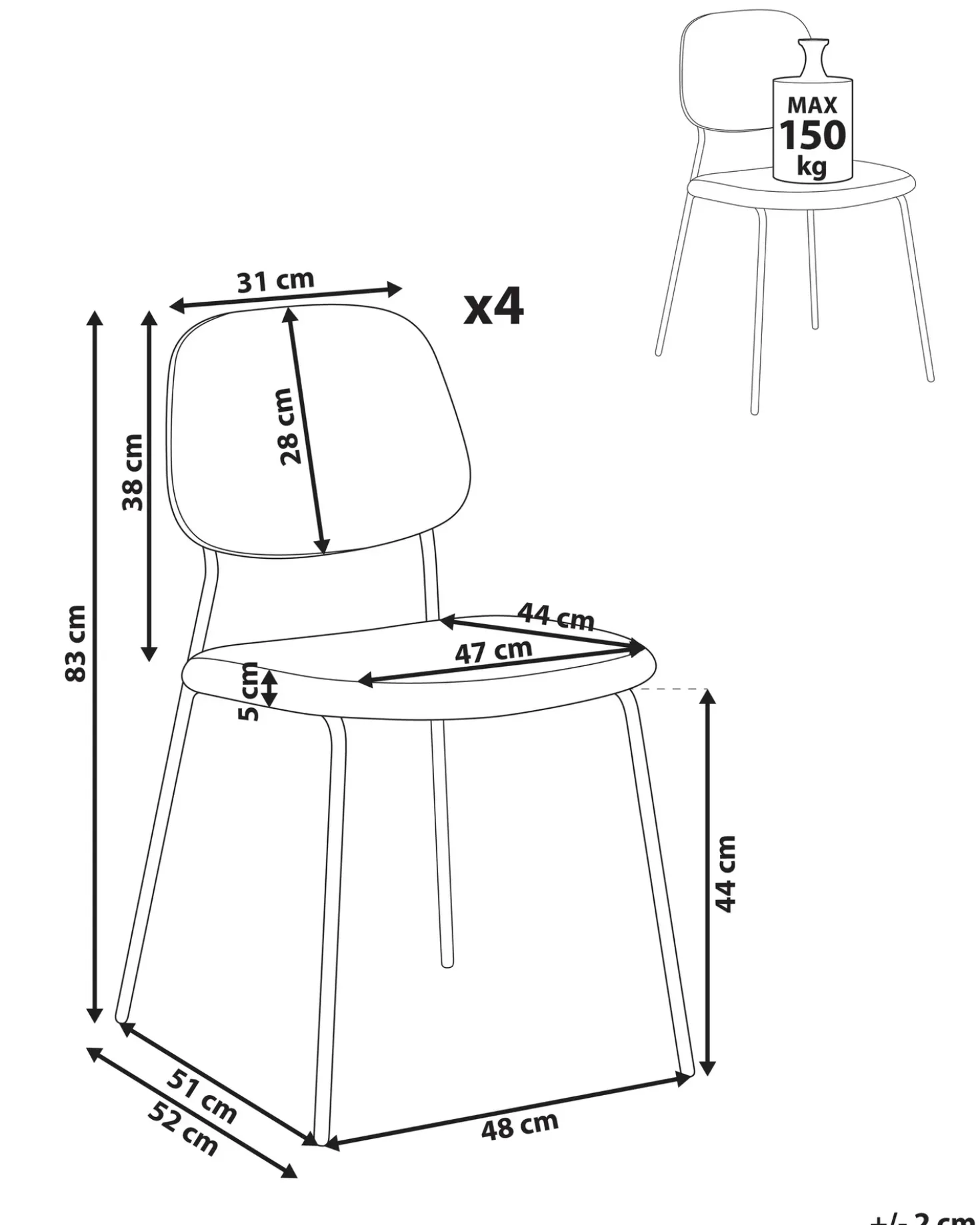 Set di 4 sedie da pranzo RILEY Tessuto Verde