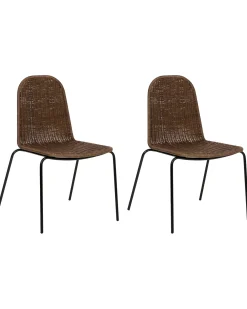 Set di 2 sedie da pranzo ROXTON Rattan Marrone scuro