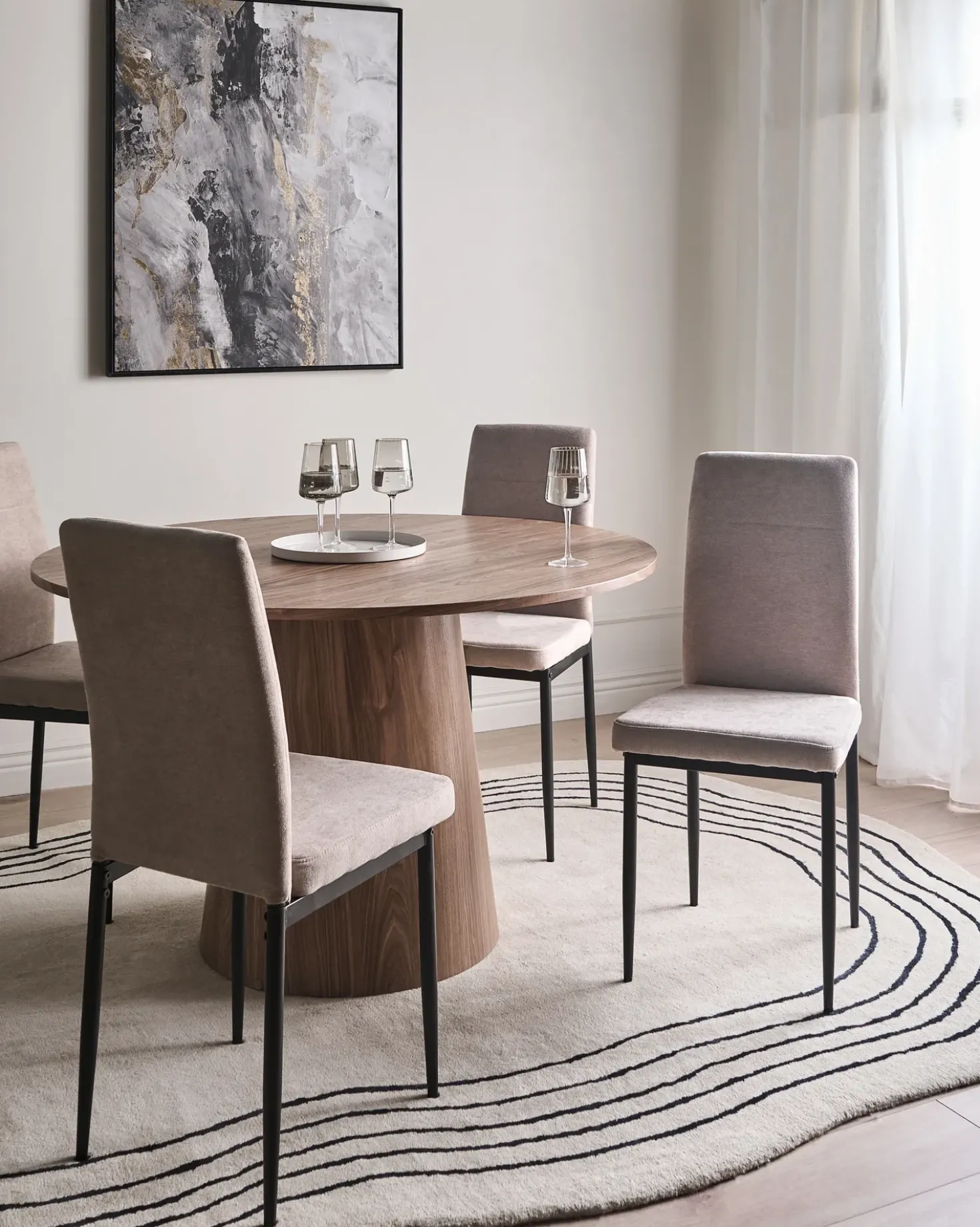 Set di 4 sedie da pranzo RINER Tessuto Tortora