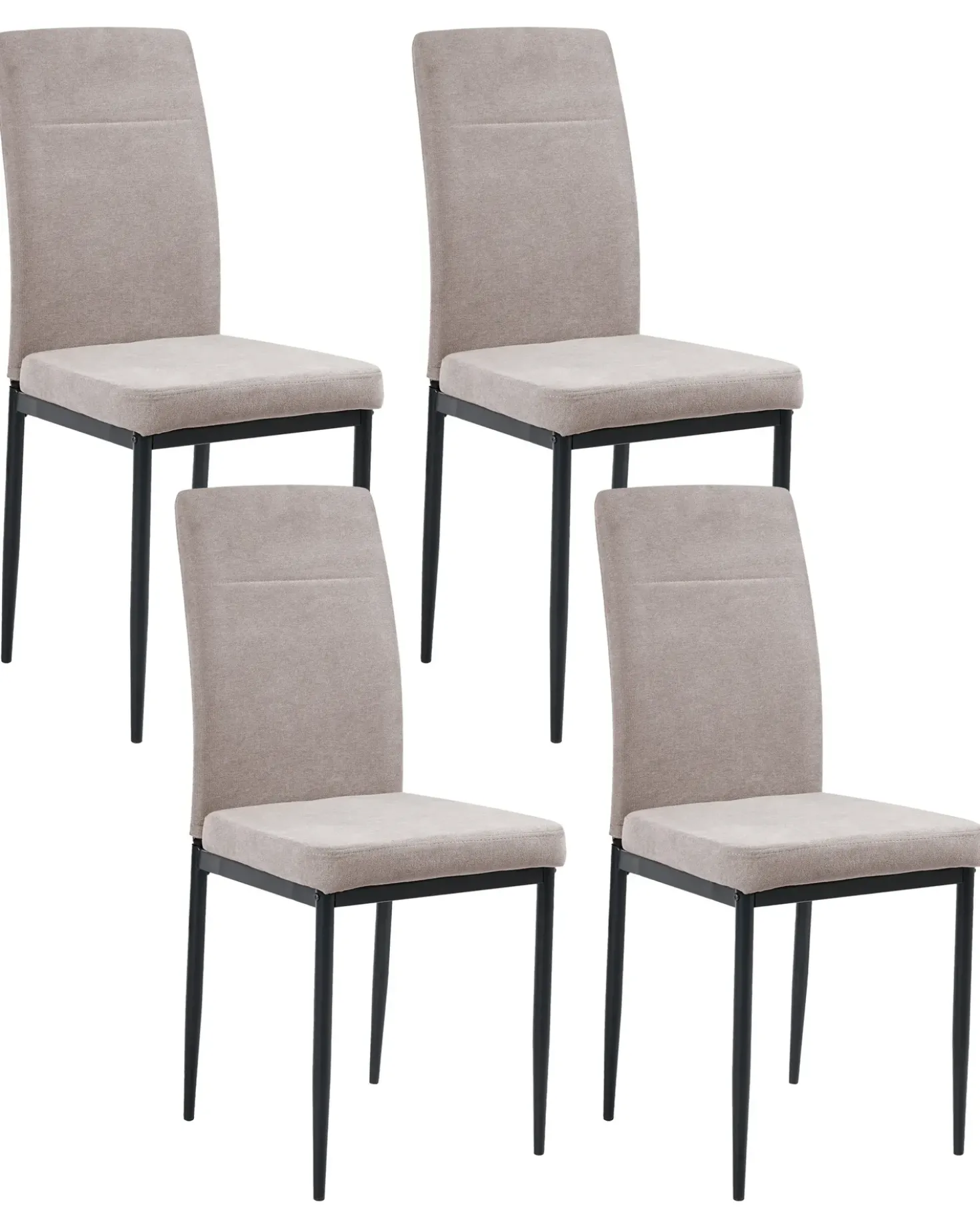 Set di 4 sedie da pranzo RINER Tessuto Tortora