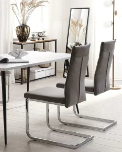 Set di 2 sedie da pranzo ROCKFORD Velluto Grigio