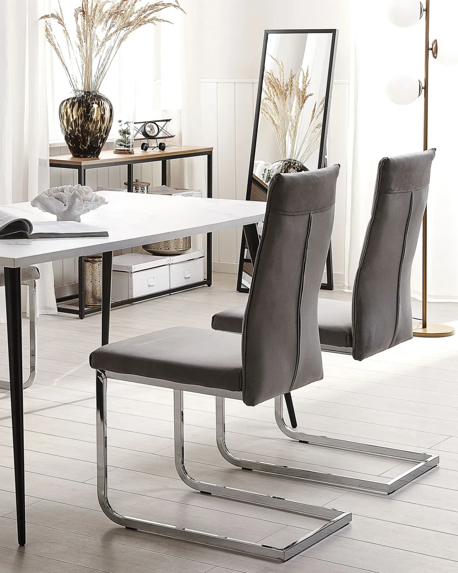Set di 2 sedie da pranzo ROCKFORD Velluto Grigio
