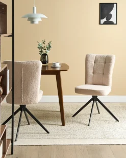 Set di 2 sedie da pranzo RYAN Bouclé Beige chiaro