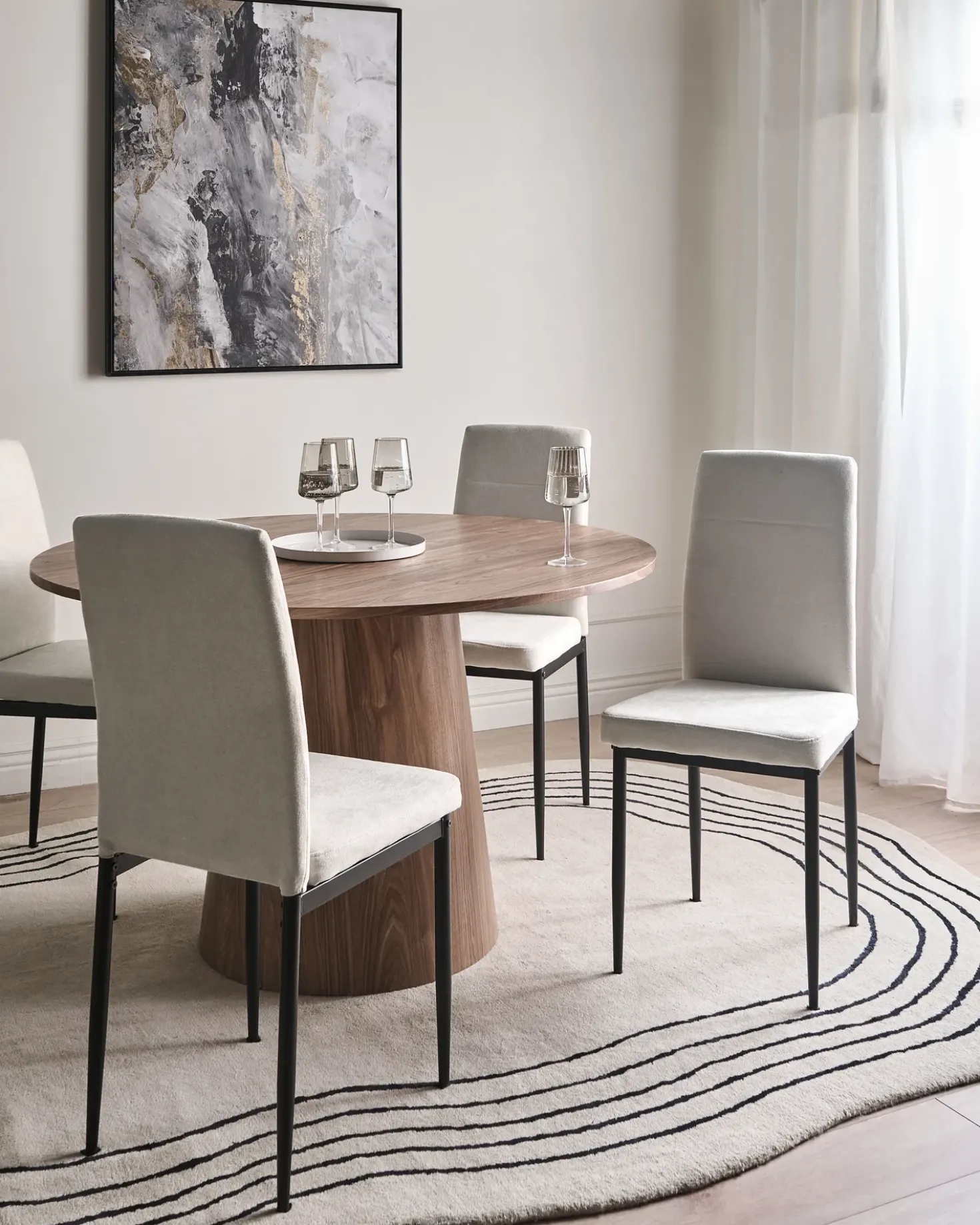 Set di 4 sedie da pranzo RINER Tessuto Beige chiaro