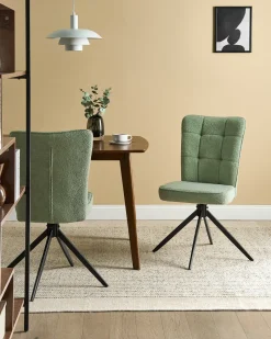 Set di 2 sedie da pranzo RYAN Bouclé Verde chiaro