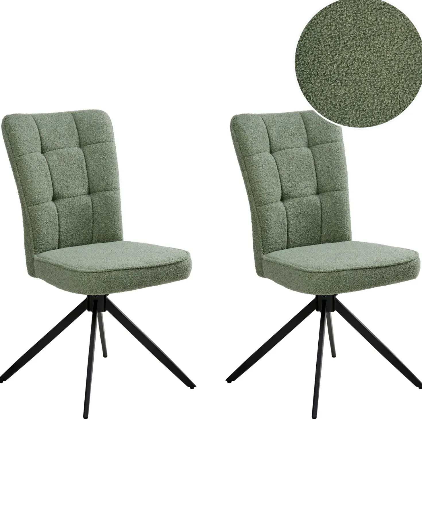 Set di 2 sedie da pranzo RYAN Bouclé Verde chiaro