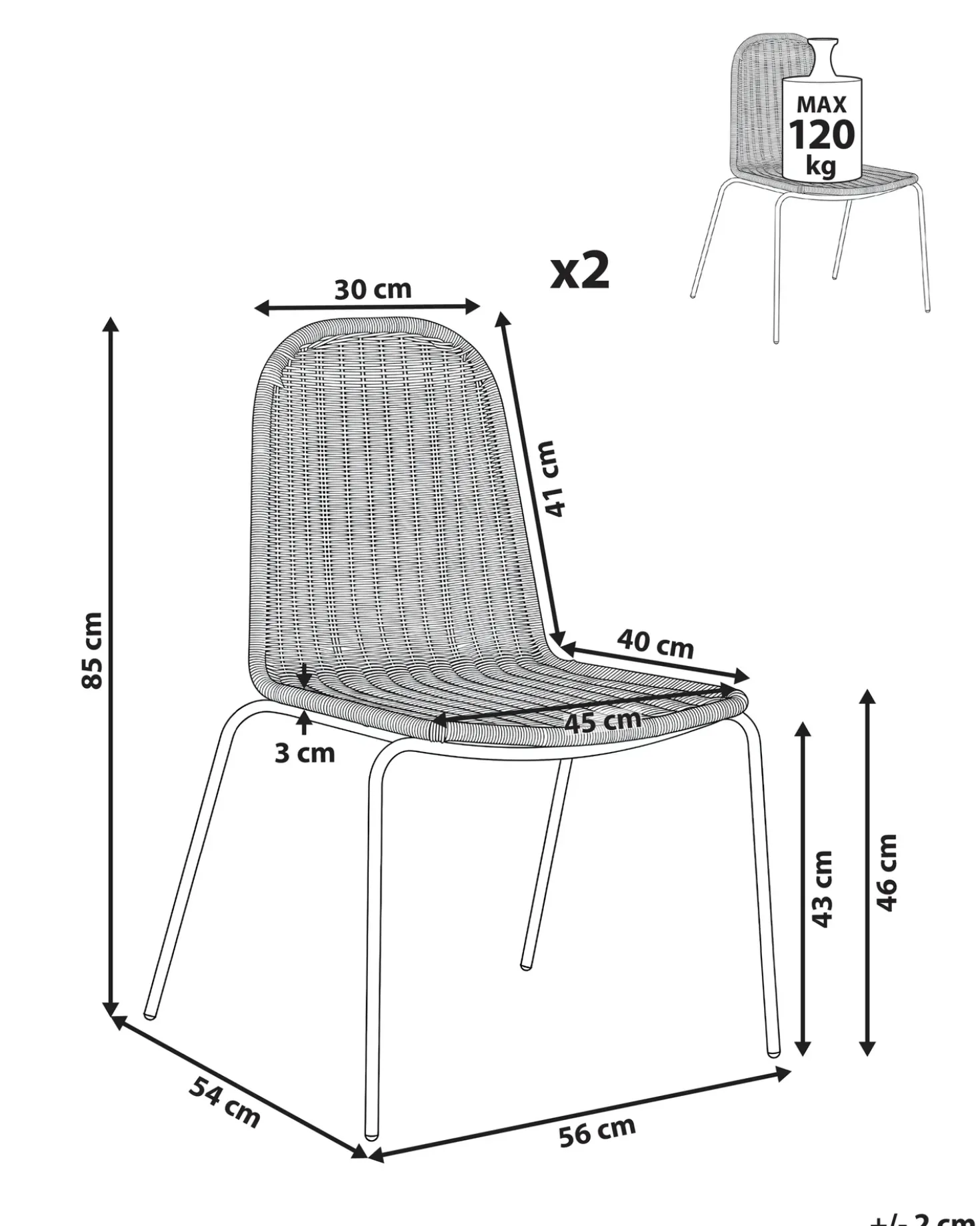 Set di 2 sedie da pranzo ROXTON Rattan Naturale