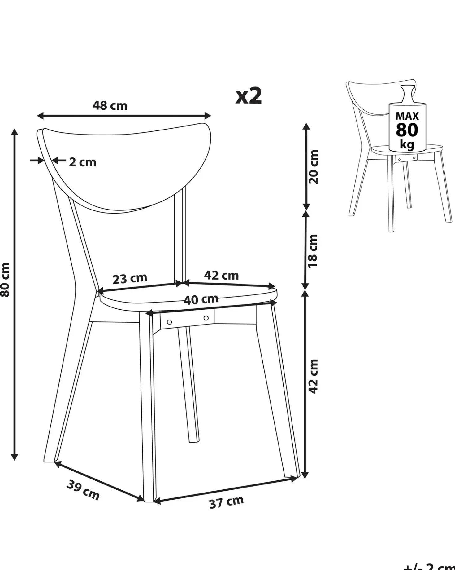 Set di 2 sedie da pranzo ROXBY Bianco