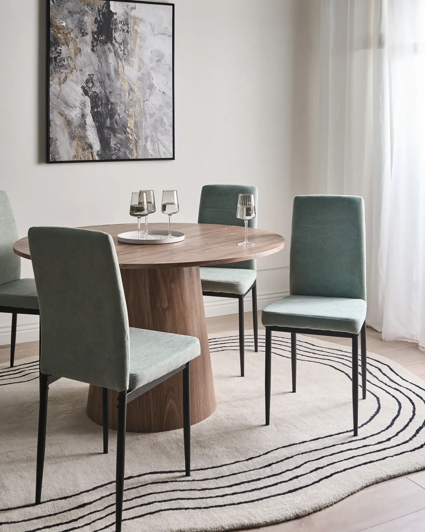 Set di 4 sedie da pranzo RINER Tessuto Verde chiaro