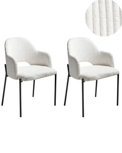 Set di 2 sedie da pranzo RATON Velluto a coste Bianco sporco