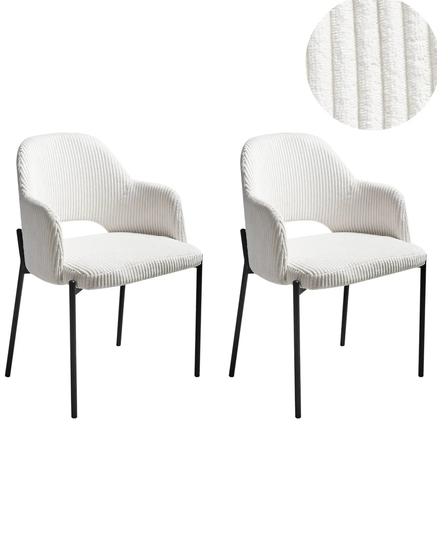 Set di 2 sedie da pranzo RATON Velluto a coste Bianco sporco