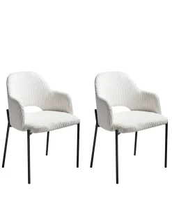 Set di 2 sedie da pranzo RATON Velluto a coste Bianco sporco