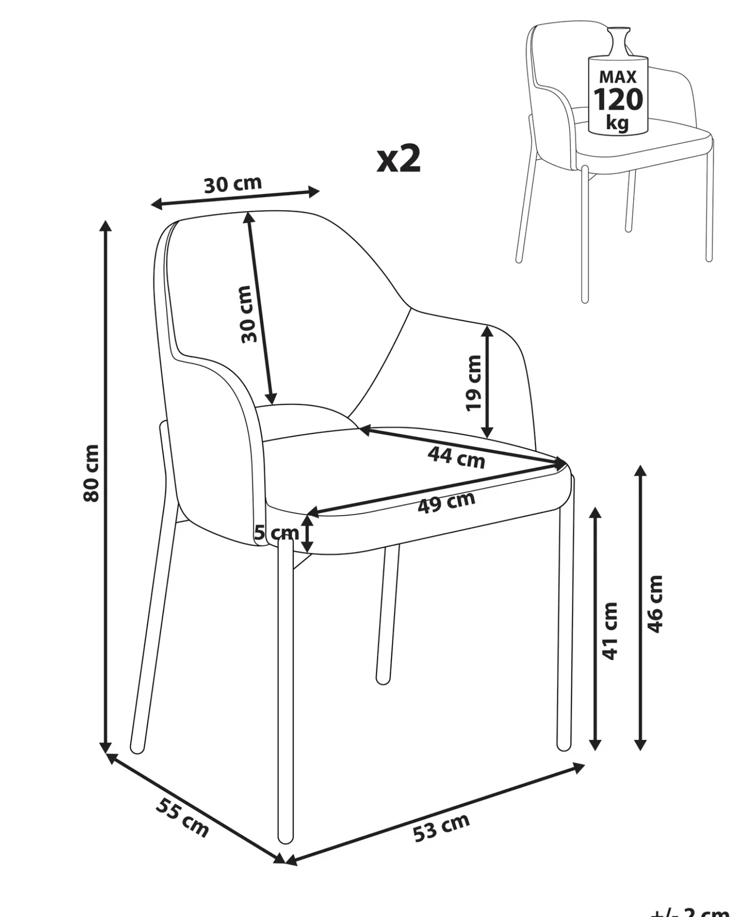Set di 2 sedie da pranzo RATON Velluto a coste Bianco sporco