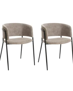Set di 2 sedie da pranzo SPRINGER Ciniglia Tortora