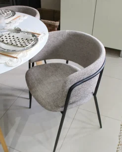 Set di 2 sedie da pranzo SPRINGER Ciniglia Tortora