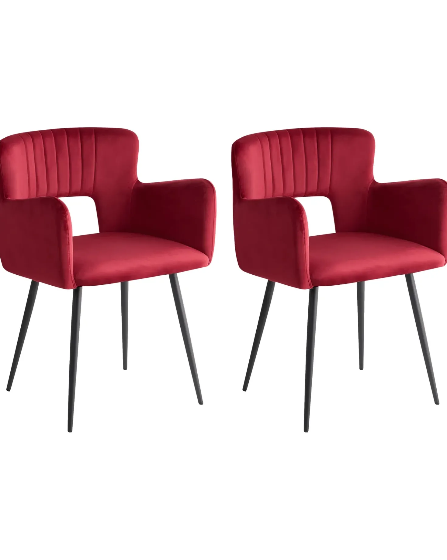 Set di 2 sedie da pranzo SANILAC Velluto Rosso scuro