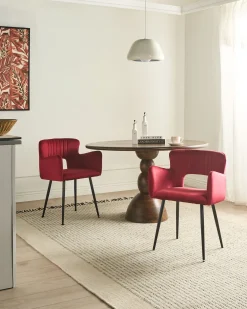 Set di 2 sedie da pranzo SANILAC Velluto Rosso scuro