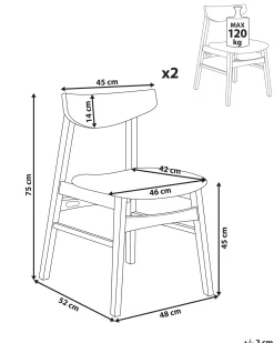 Set di 2 sedie da pranzo SMILEY Legno Marrone/Grigio