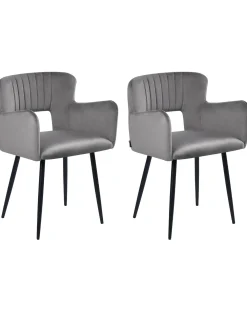Set di 2 sedie da pranzo SANILAC Velluto Grigio