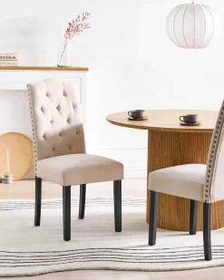 Set di 2 sedie da pranzo SHIRLEY Tessuto Beige chiaro