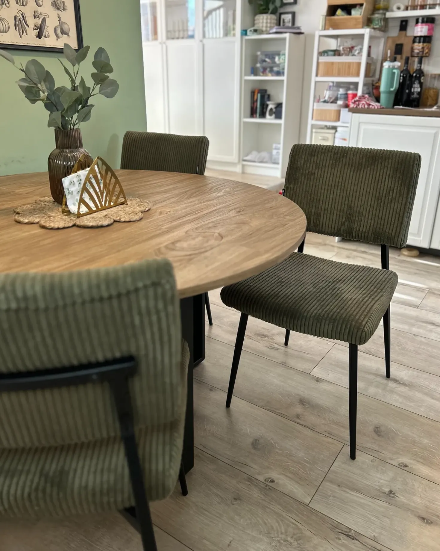 Set di 2 sedie da pranzo STURGIS Velluto a coste Verde oliva