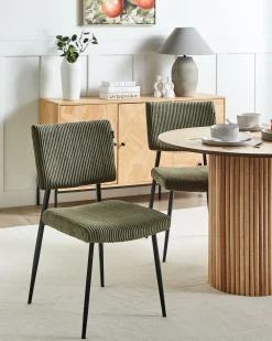 Set di 2 sedie da pranzo STURGIS Velluto a coste Verde oliva