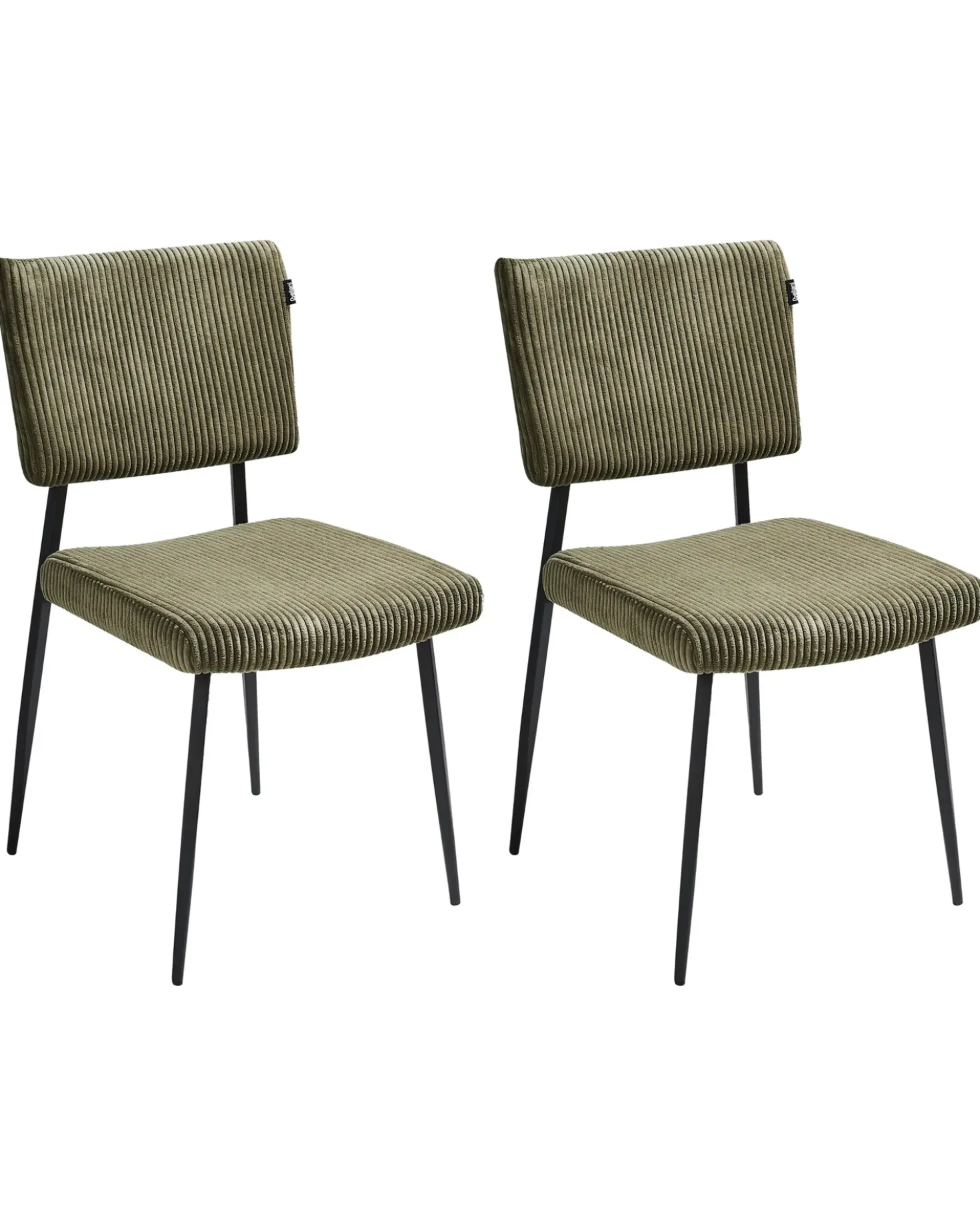 Set di 2 sedie da pranzo STURGIS Velluto a coste Verde oliva