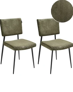 Set di 2 sedie da pranzo STURGIS Velluto a coste Verde oliva