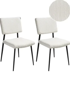 Set di 2 sedie da pranzo STURGIS Velluto a coste Bianco sporco
