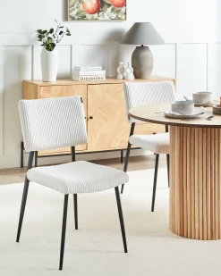 Set di 2 sedie da pranzo STURGIS Velluto a coste Bianco sporco
