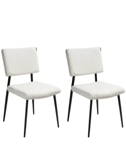 Set di 2 sedie da pranzo STURGIS Velluto a coste Bianco sporco